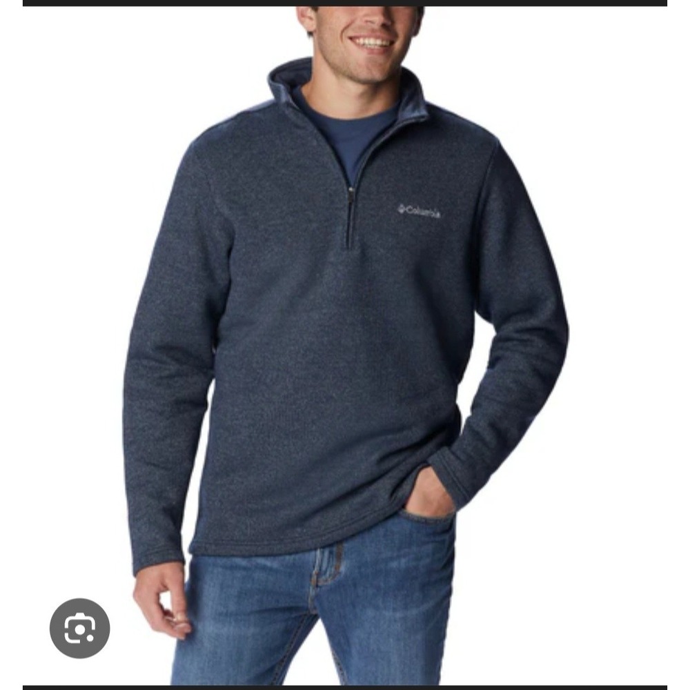 Columbia Men's Quarter Zip Front Pullover Sweater Size XL Navy